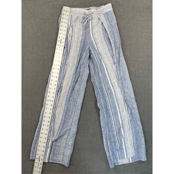 Coastal Linen Split Leg Pants Express Women XS Blue White Striped Beachy Relaxed - Picture 3 of 10